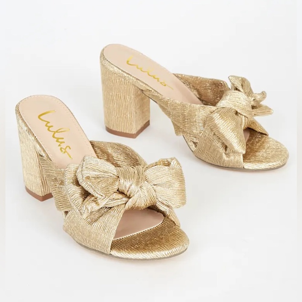 Lulu's Dorothea Gold Knotted High Heel Sandals